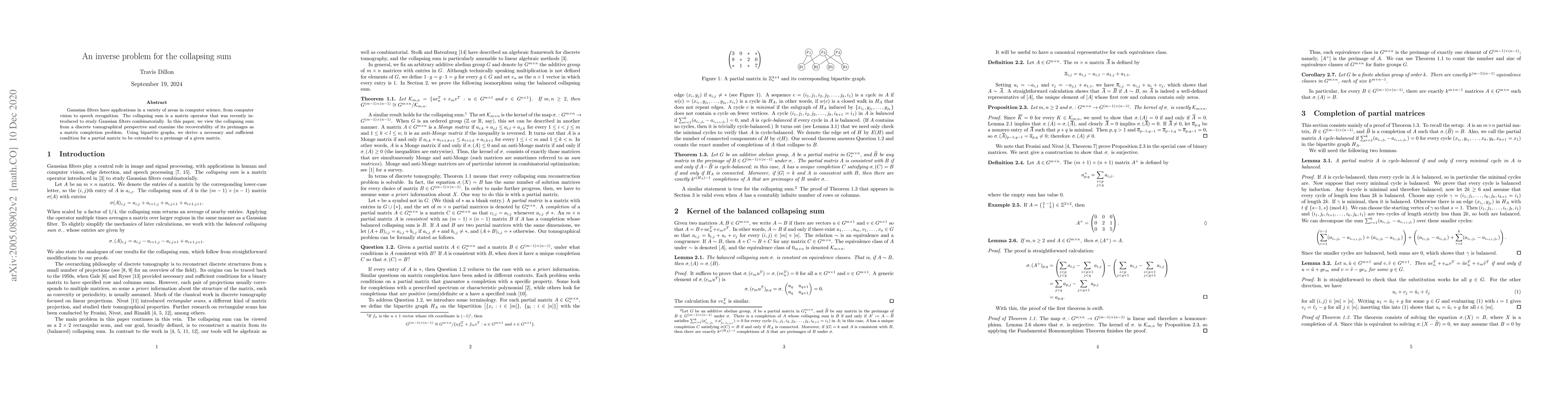 Thumbnail for An inverse problem for the collapsing sum