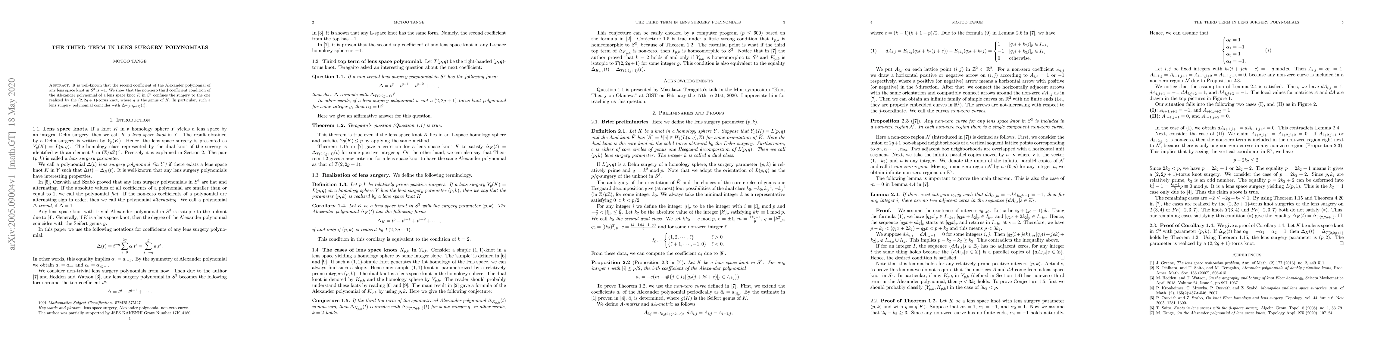 Thumbnail for The third term in lens surgery polynomials