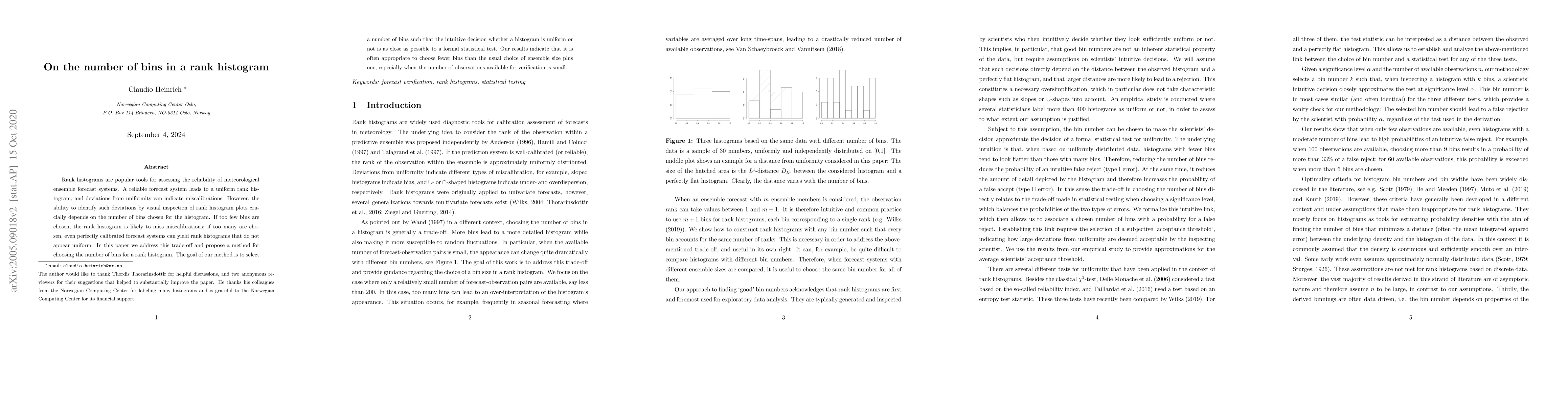 Thumbnail for On the number of bins in a rank histogram