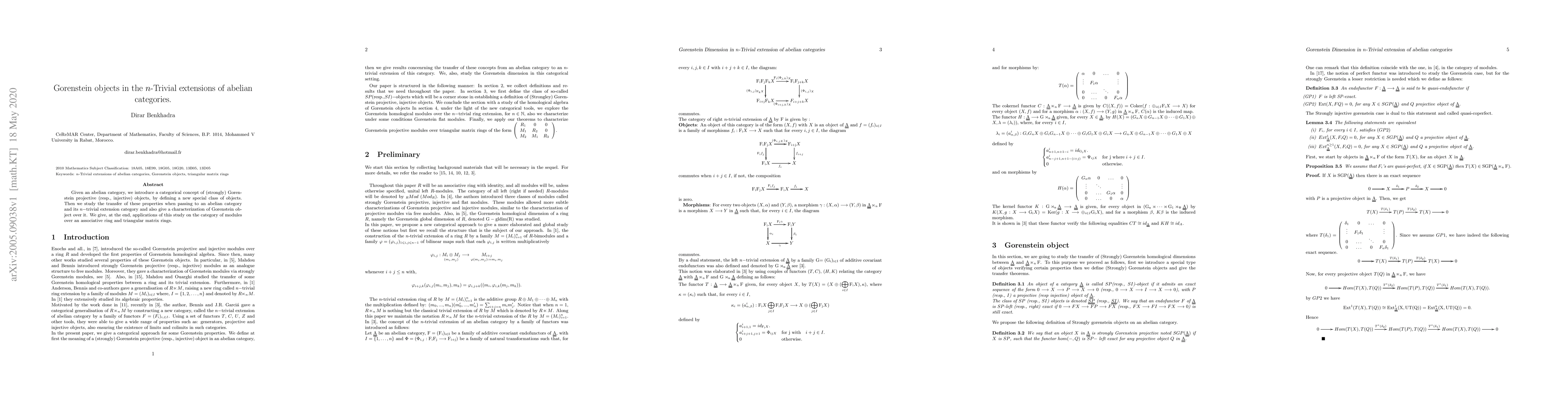 Thumbnail for Gorenstein objects in the n-Trivial extensions of abelian categories