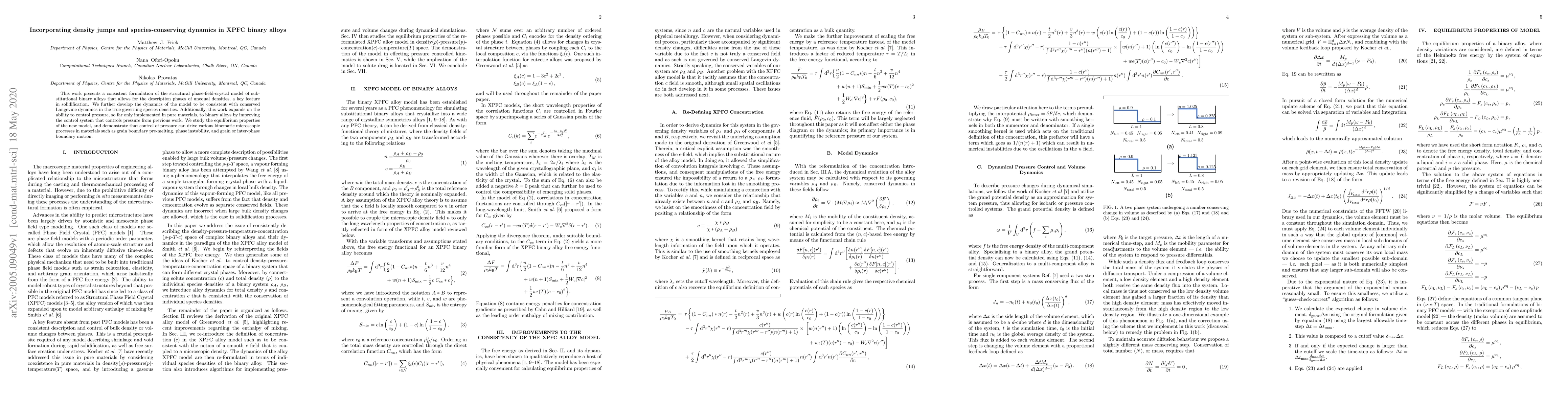 Thumbnail for Incorporating density jumps and species-conserving dynamics in XPFC
  binary alloys