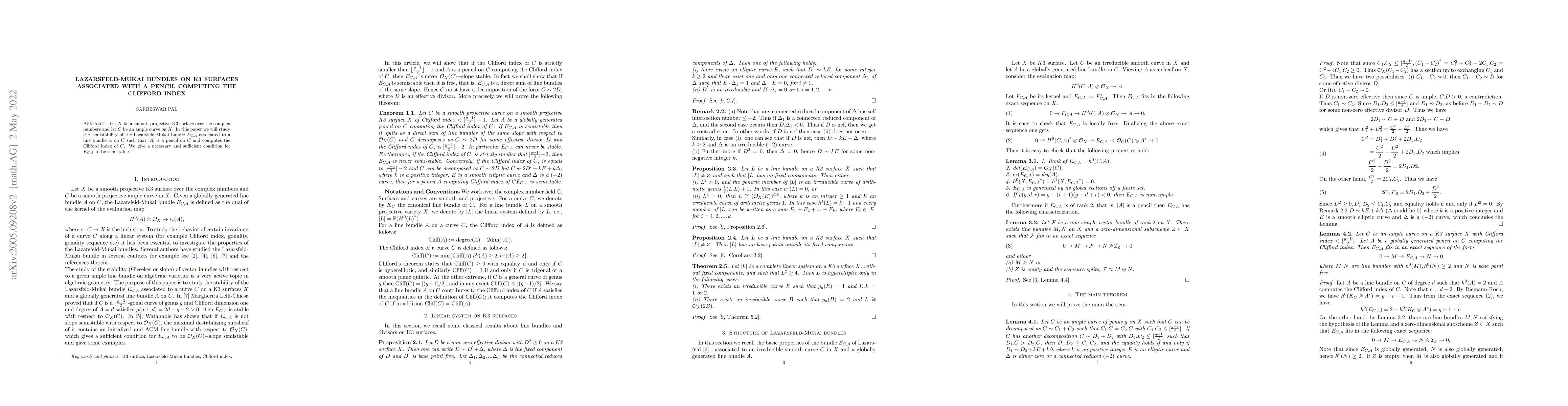 Thumbnail for Lazarsfeld-Mukai bundles on K3 surfaces associated to a pencil computing
  Clifford index