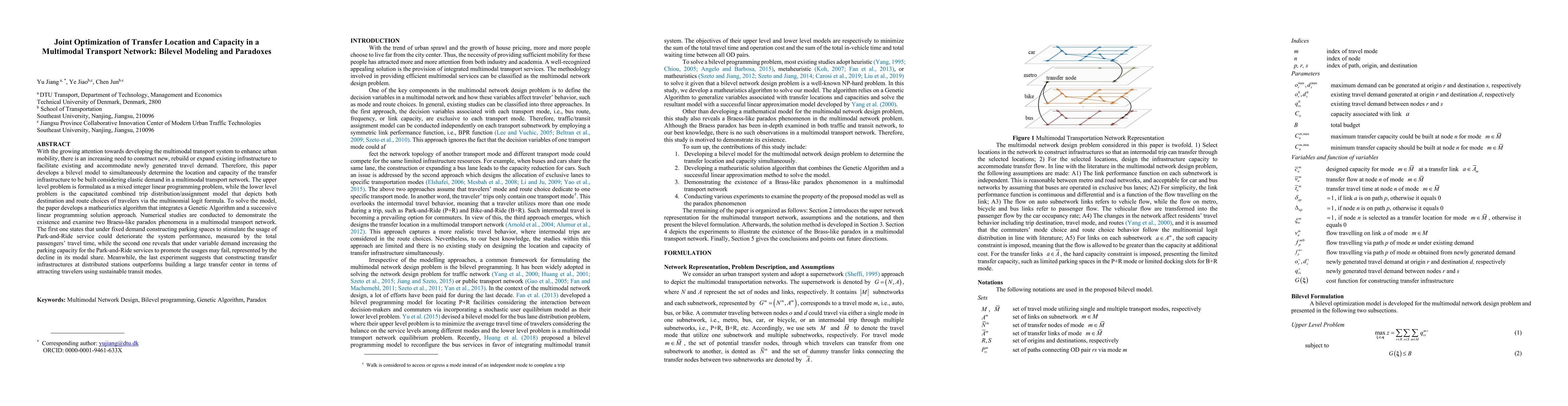 Thumbnail for Joint Optimization of Transfer Location and Capacity in a Multimodal
  Transport Network: Bilevel Modeling and Paradoxes