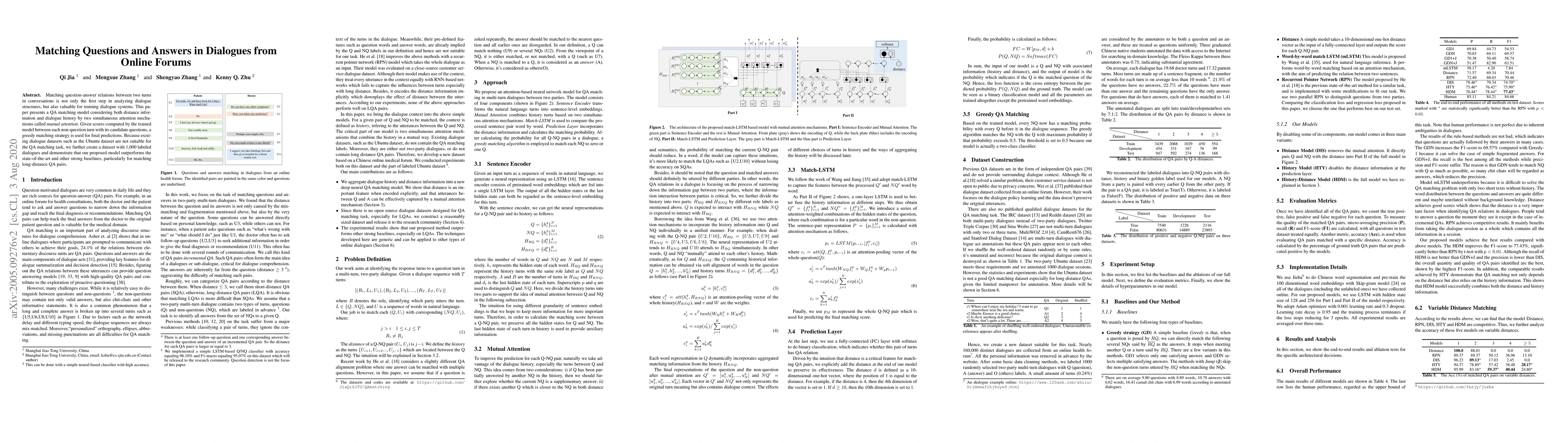 Thumbnail for Matching Questions and Answers in Dialogues from Online Forums