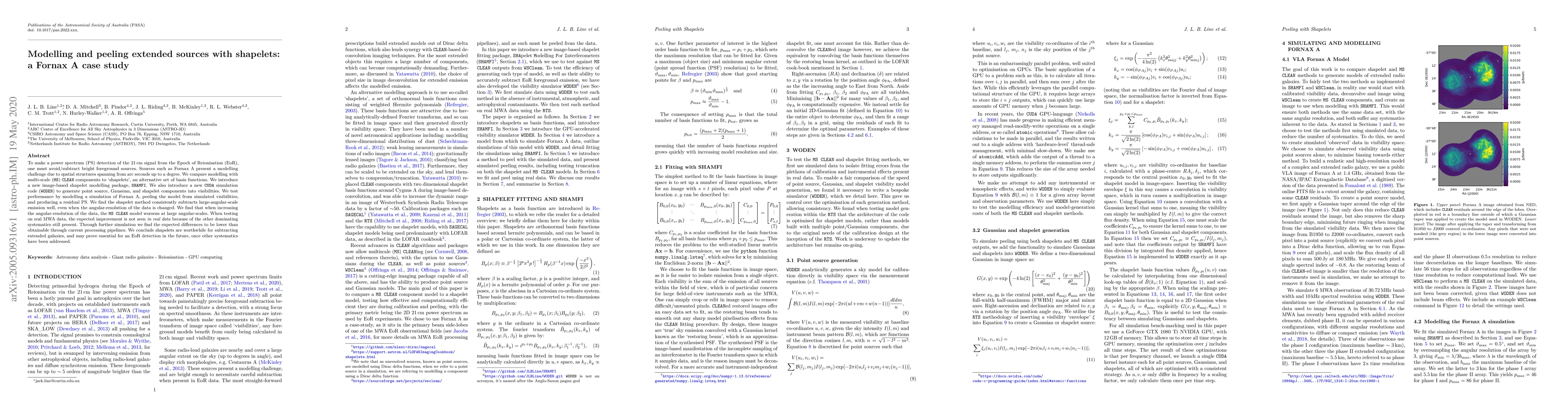 Thumbnail for Modelling and peeling extended sources with shapelets: a Fornax A case
  study