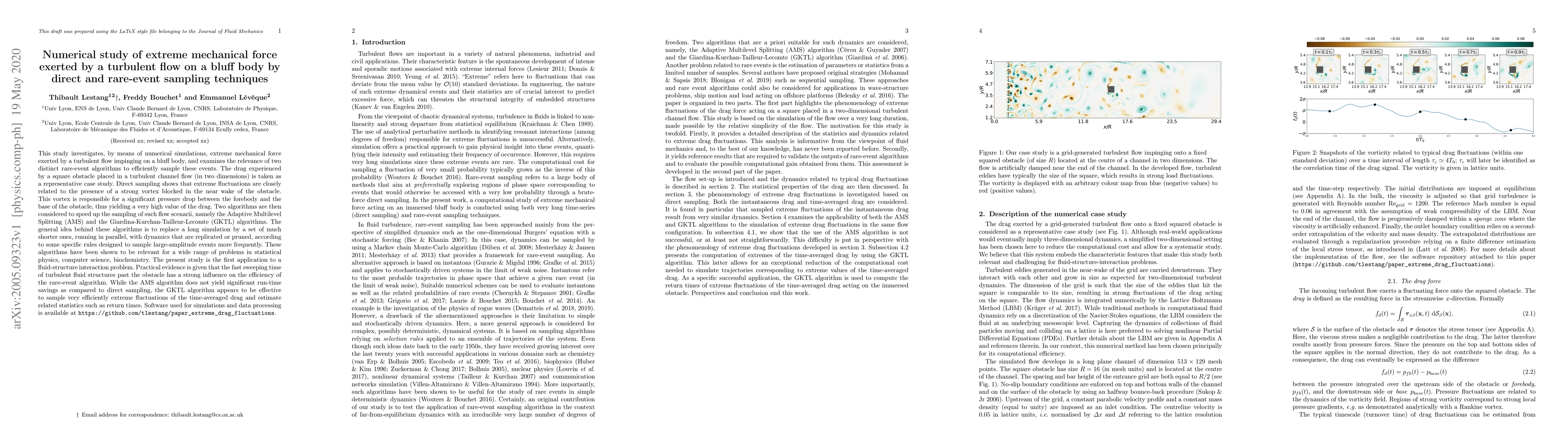Thumbnail for Numerical study of extreme mechanical force exerted by a turbulent flow
  on a bluff body by direct and rare-event sampling techniques