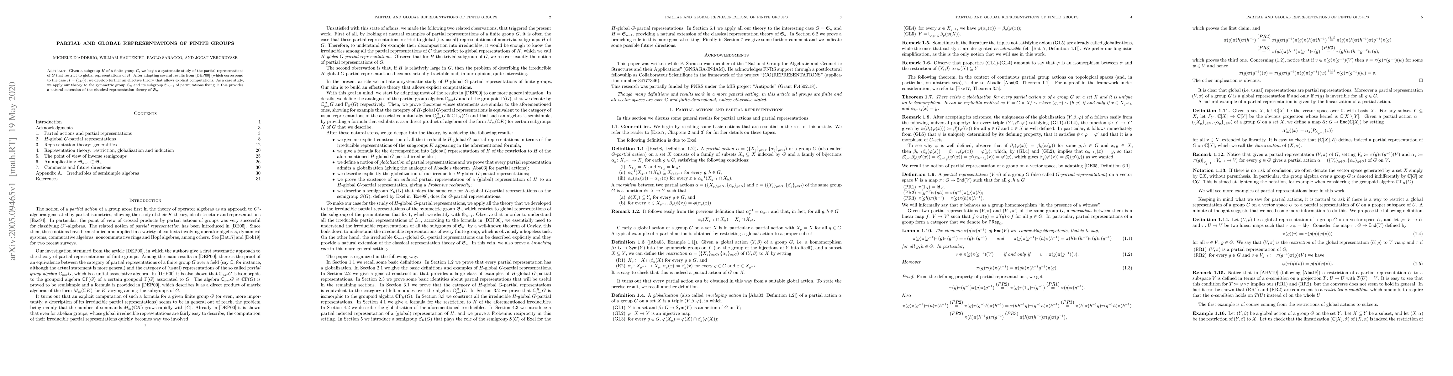 Thumbnail for Partial and global representations of finite groups