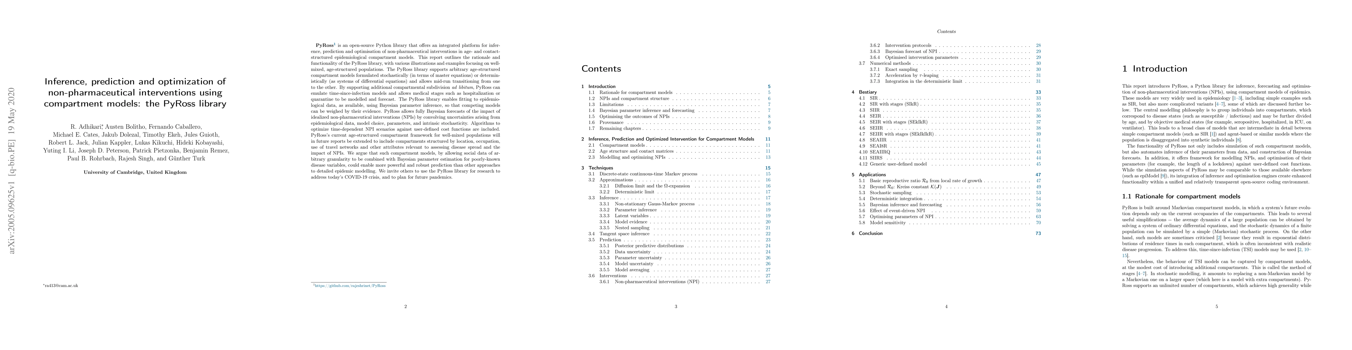 Thumbnail for Inference, prediction and optimization of non-pharmaceutical
  interventions using compartment models: the PyRoss library