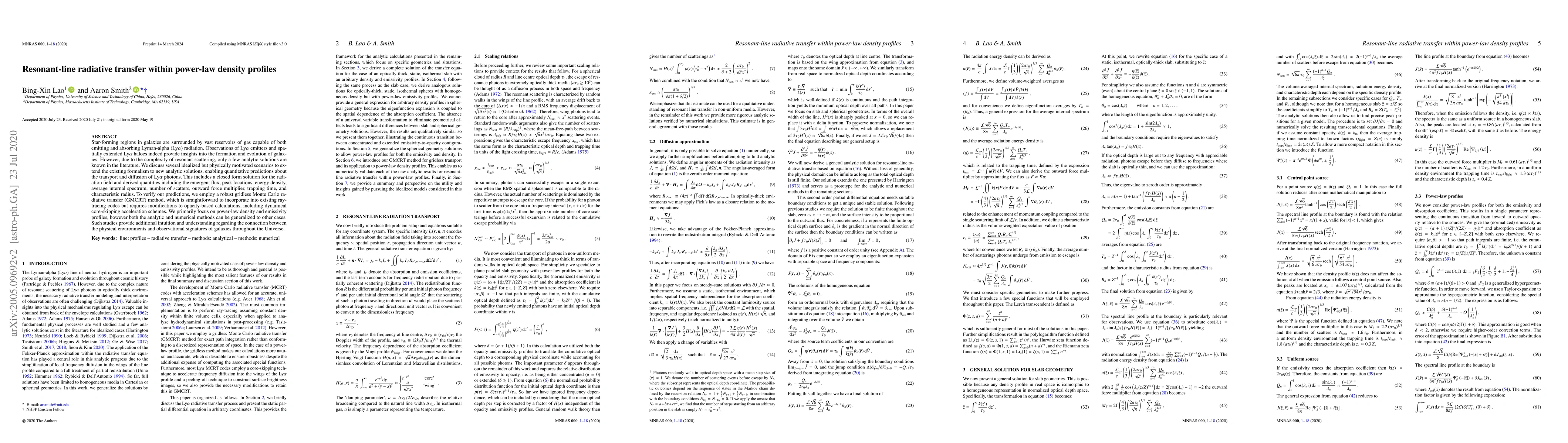 Thumbnail for Resonant-line radiative transfer within power-law density profiles
