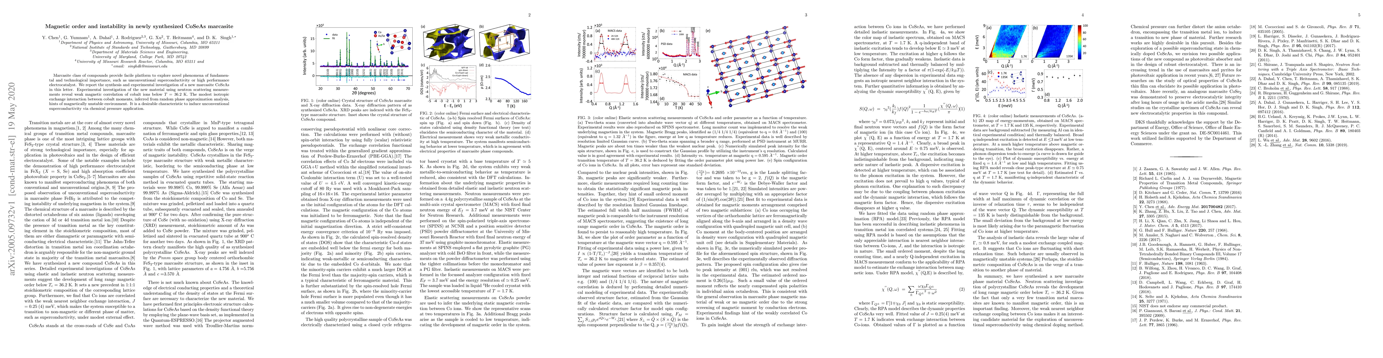 Thumbnail for Magnetic order and instability in newly synthesized CoSeAs marcasite