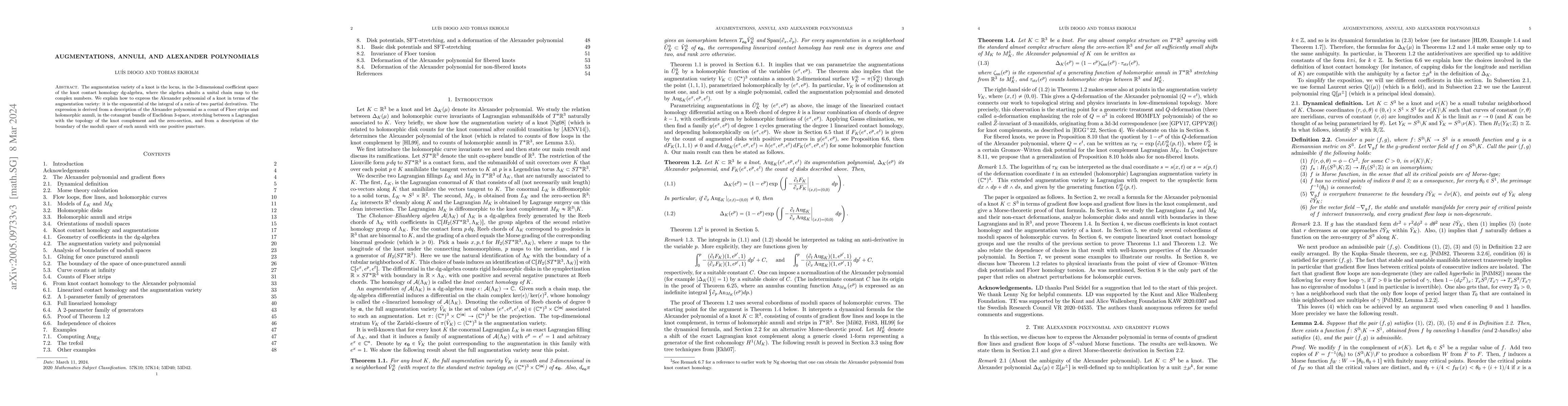 Thumbnail for Augmentations, annuli, and Alexander polynomials