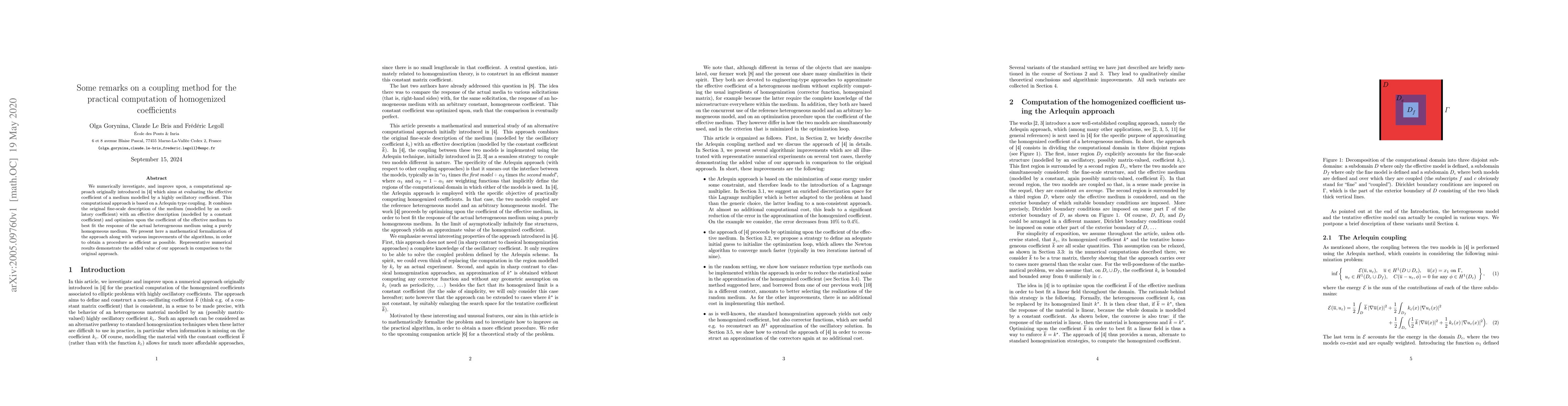 Thumbnail for Some remarks on a coupling method for the practical computation of
  homogenized coefficients