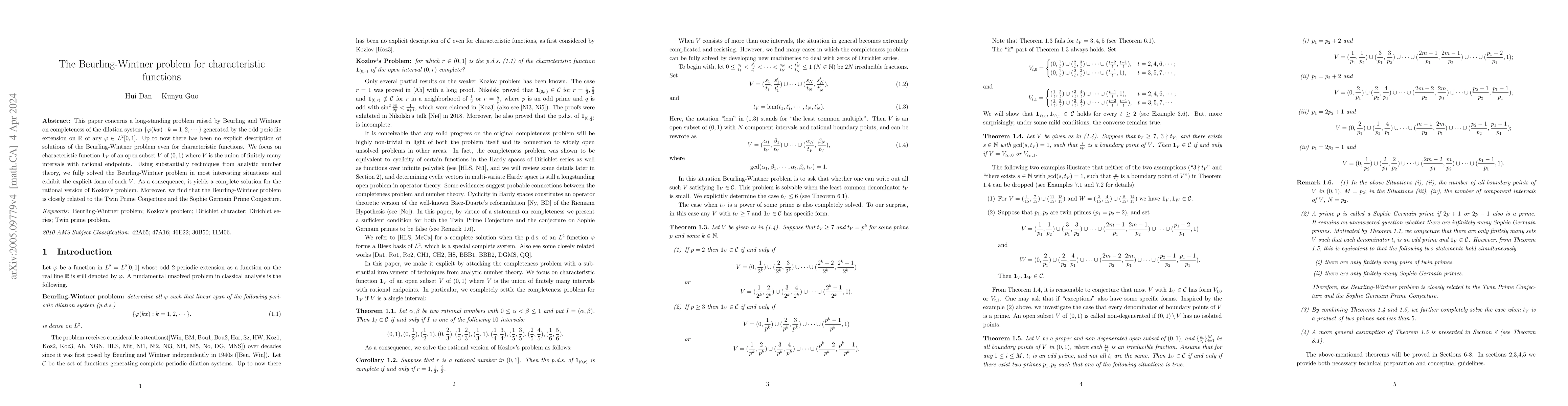 Thumbnail for The Beurling-Wintner problem for characteristic functions