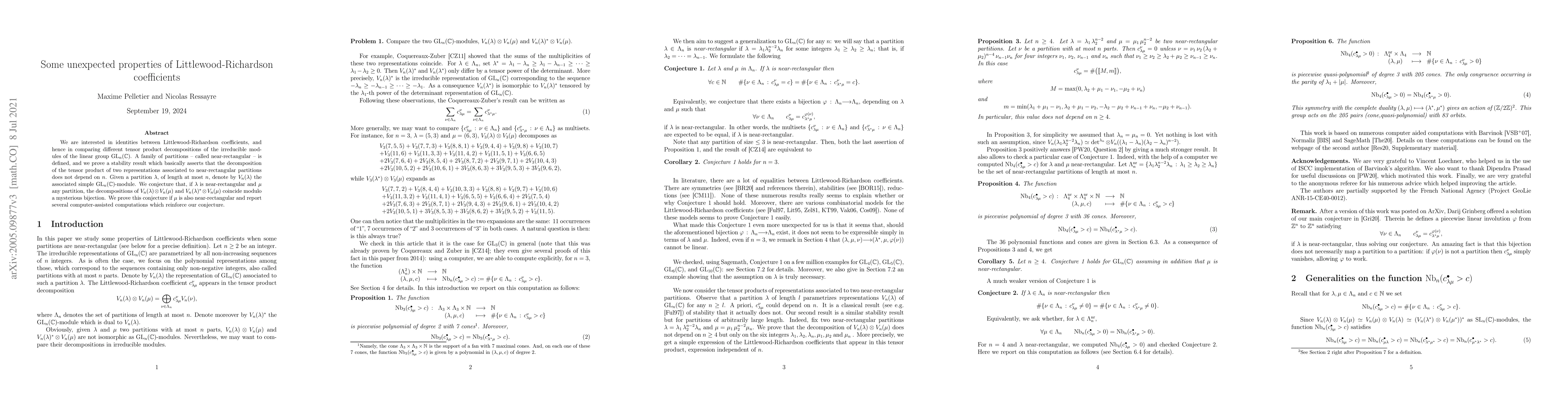 Thumbnail for Some unexpected properties of Littlewood-Richardson coefficients