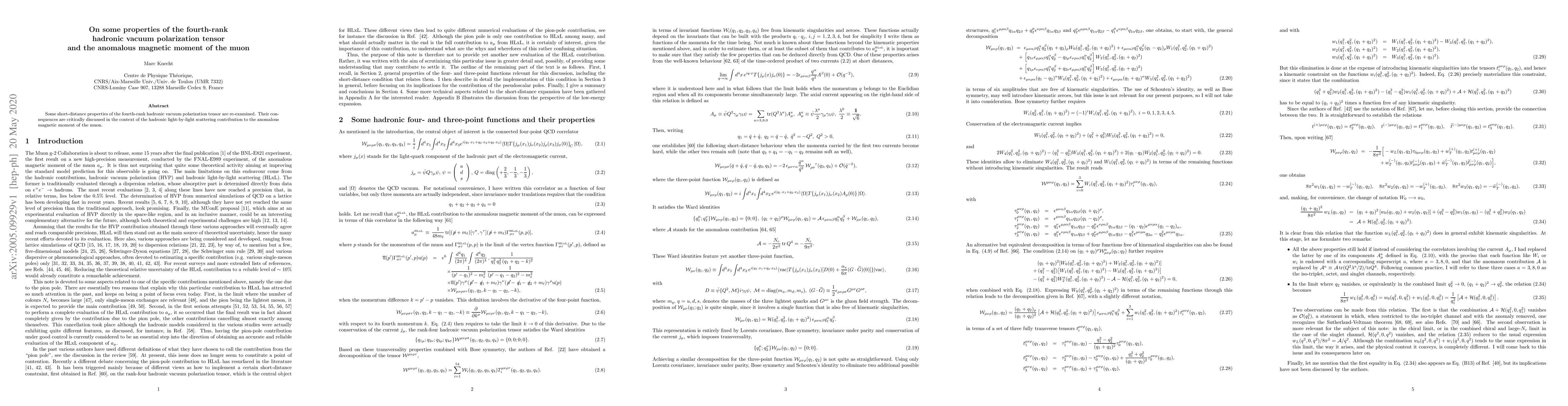 Thumbnail for On some properties of the fourth-rank hadronic vacuum polarization
  tensor and the anomalous magnetic moment of the muon