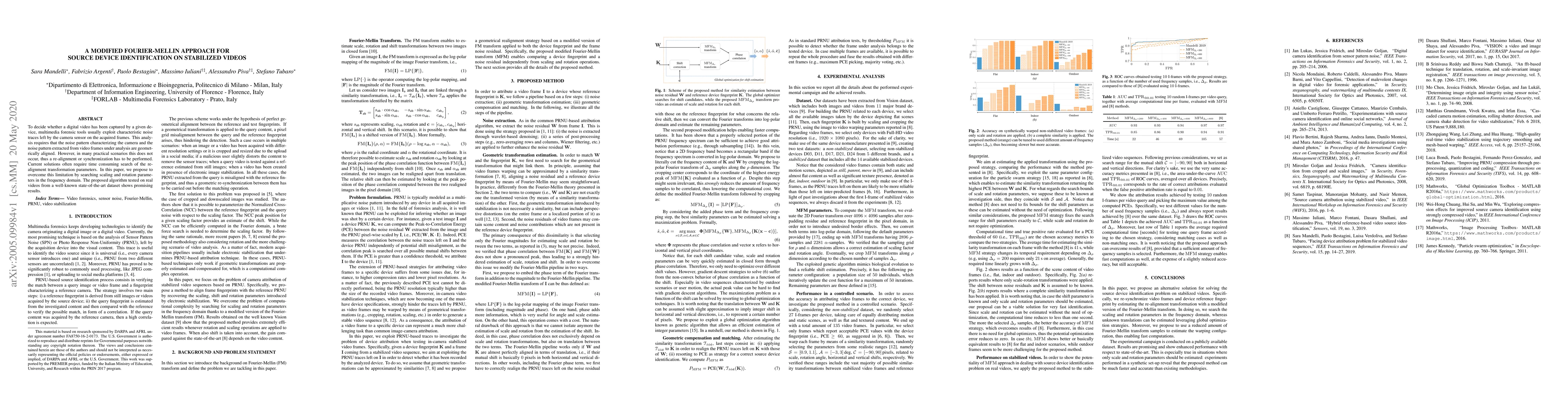 Thumbnail for A Modified Fourier-Mellin Approach for Source Device Identification on
  Stabilized Videos