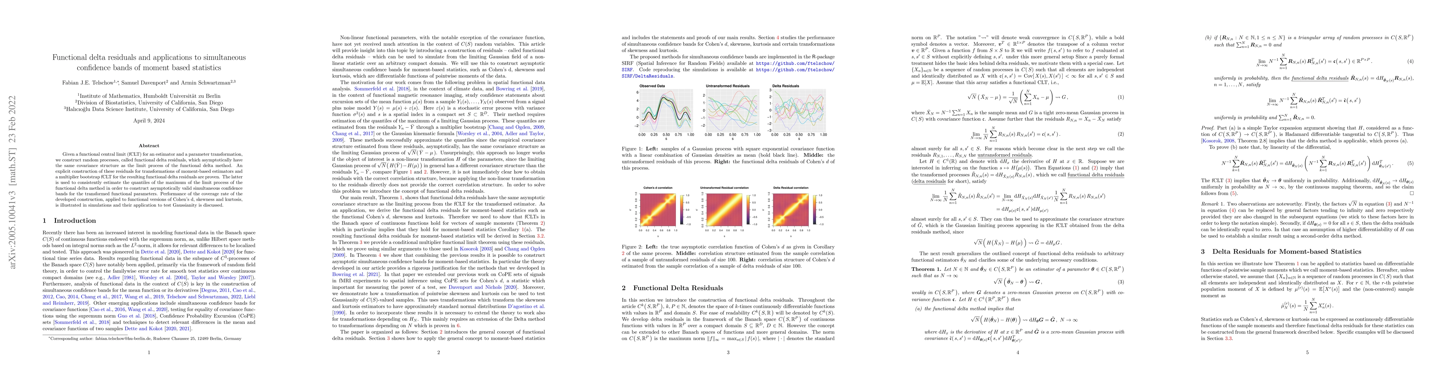 Thumbnail for Functional delta residuals and applications to simultaneous confidence
  bands of moment based statistics