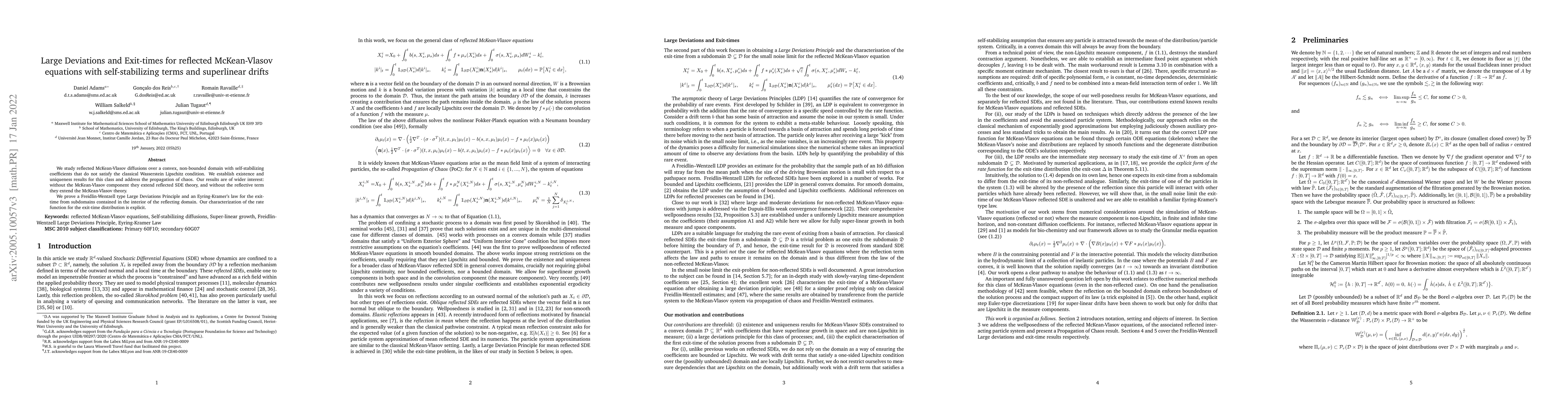 Thumbnail for Large Deviations and Exit-times for reflected McKean-Vlasov equations
  with self-stabilizing terms and superlinear drifts