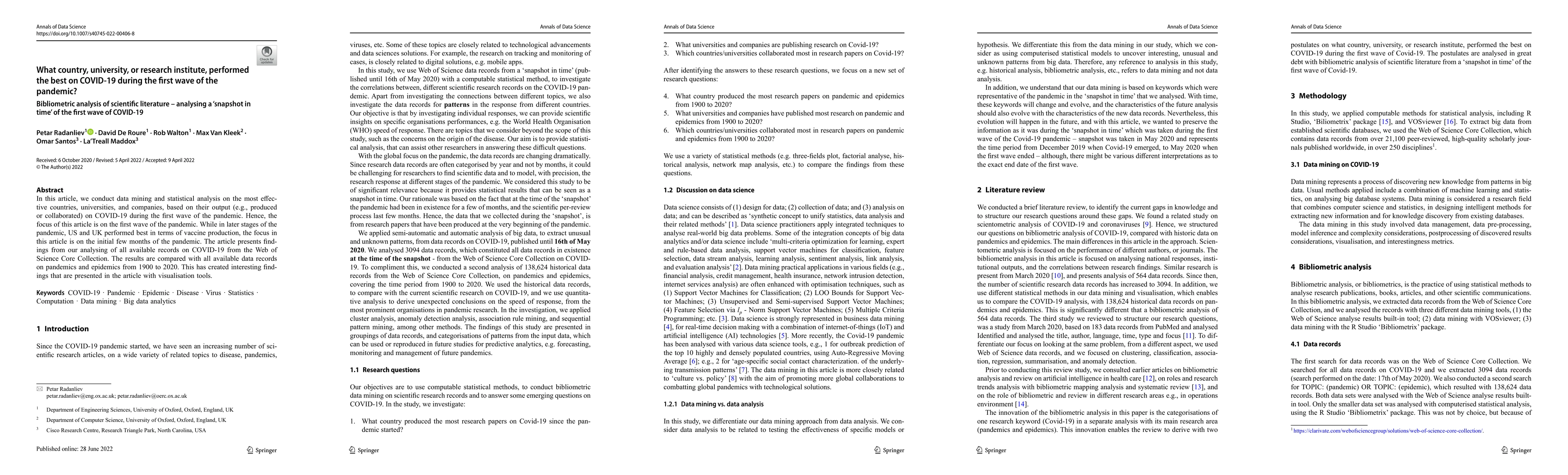 Thumbnail for What country, university or research institute, performed the best on
  COVID-19? Bibliometric analysis of scientific literature