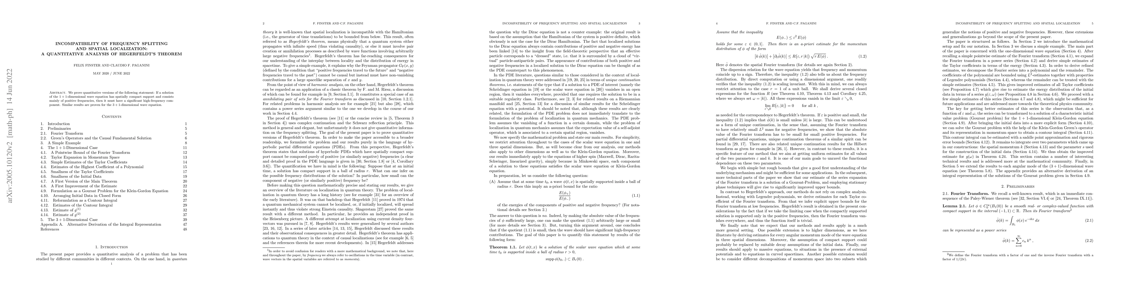 Thumbnail for Incompatibility of Frequency Splitting and Spatial Localization: A
  Quantitative Analysis of Hegerfeldt's Theorem
