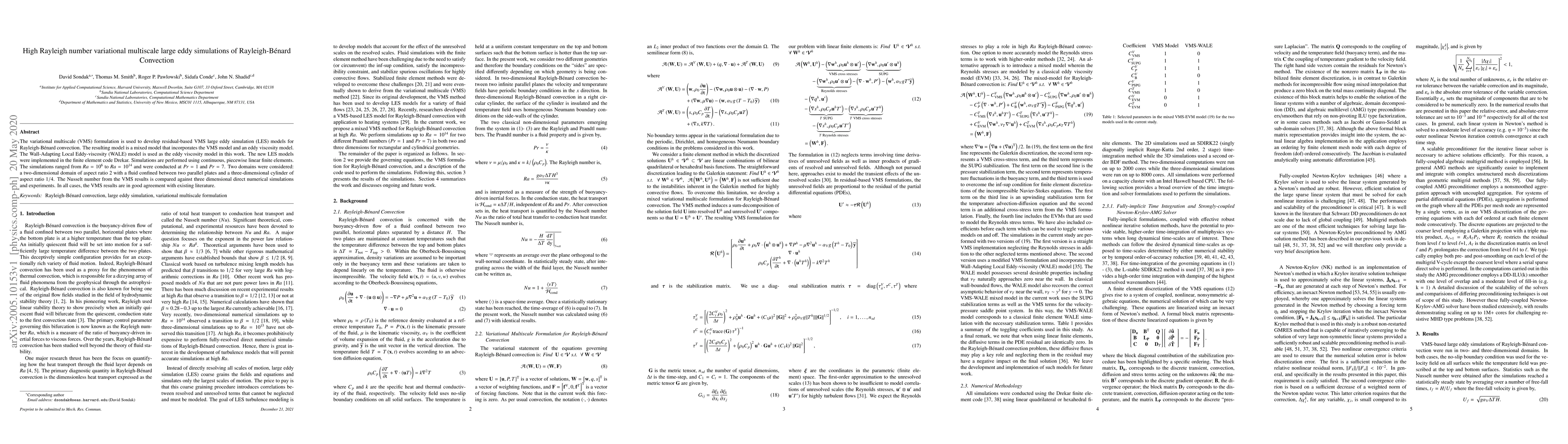 Thumbnail for High Rayleigh number variational multiscale large eddy simulations of
  Rayleigh-B\'{e}nard Convection