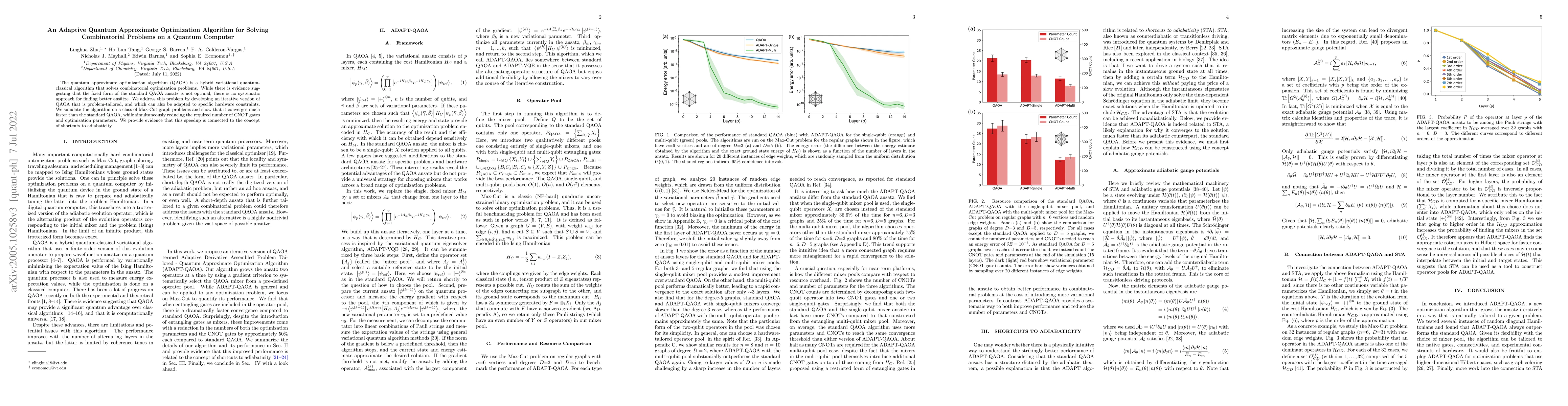 Thumbnail for An adaptive quantum approximate optimization algorithm for solving
  combinatorial problems on a quantum computer