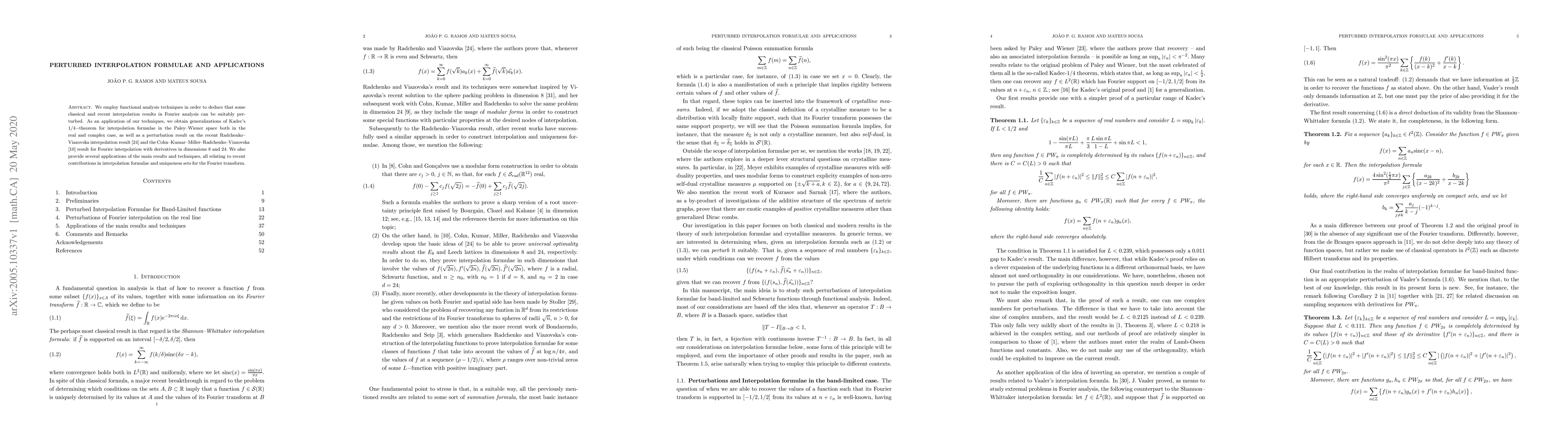 Thumbnail for Perturbed interpolation formulae and applications