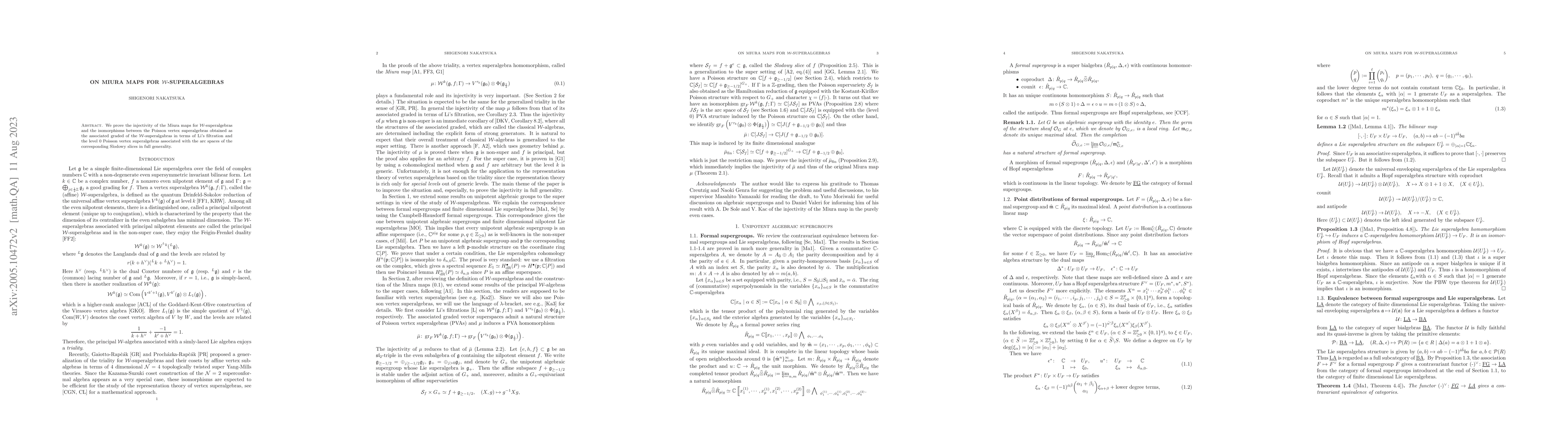 Thumbnail for On Miura maps for W-superalgebras