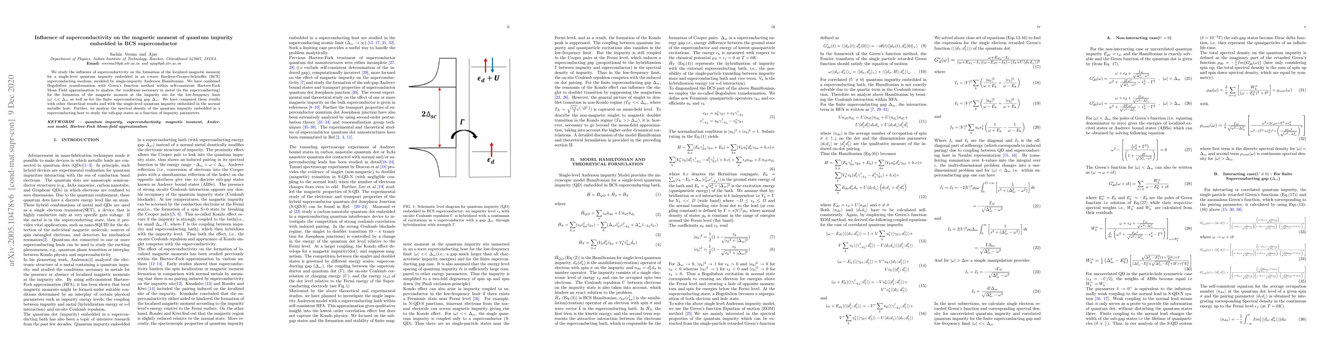 Thumbnail for Influence of superconductivity on the magnetic moment of quantum
  impurity embedded in BCS superconductor