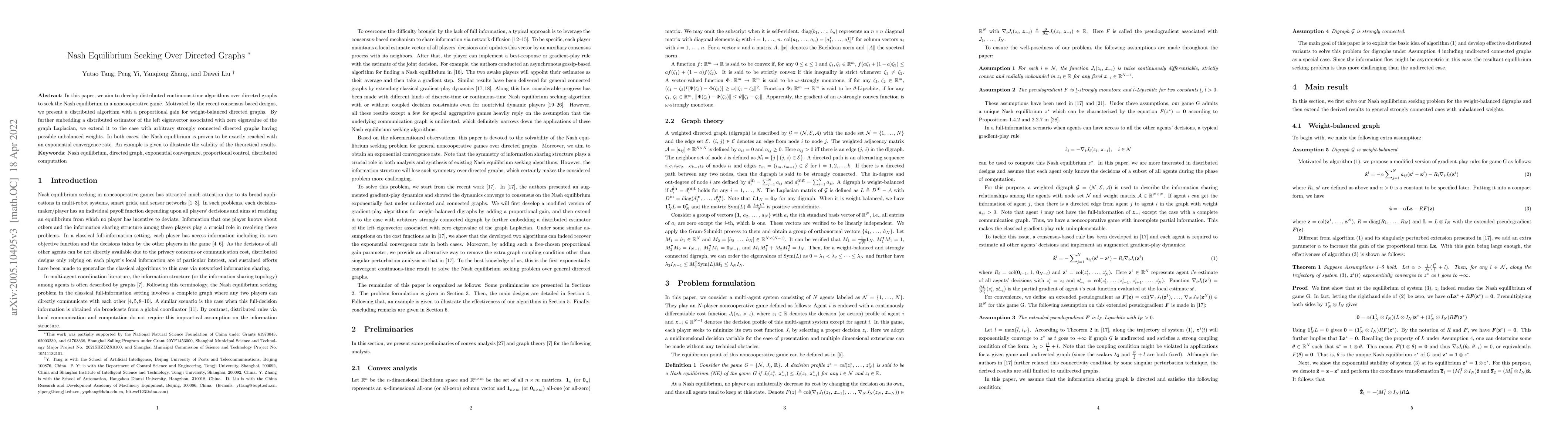 Thumbnail for Nash Equilibrium Seeking Over Directed Graphs