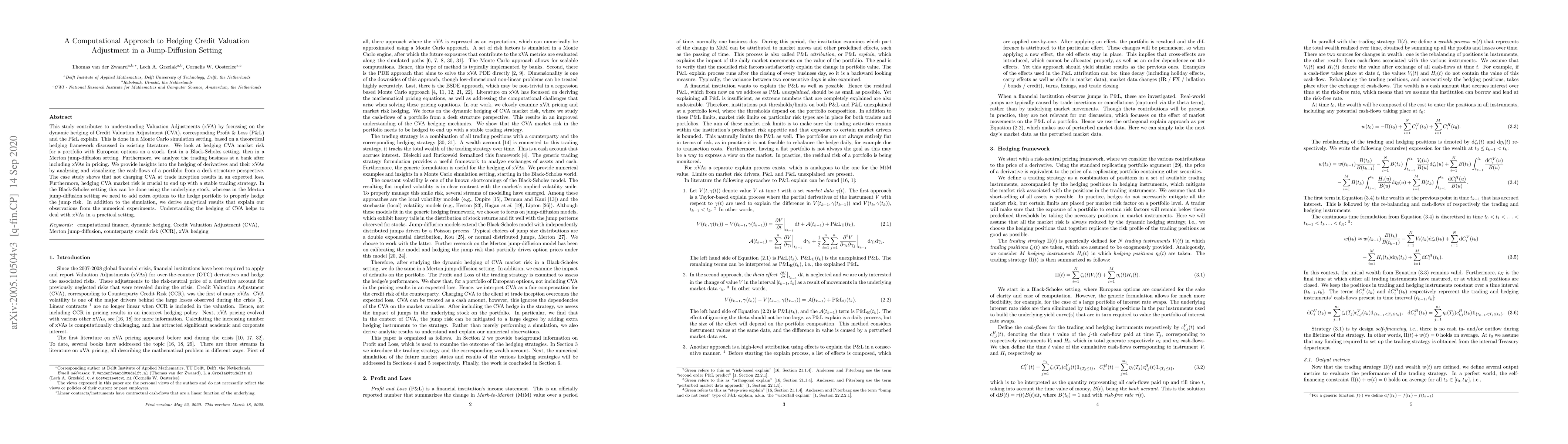 Thumbnail for A Computational Approach to Hedging Credit Valuation Adjustment in a
  Jump-Diffusion Setting