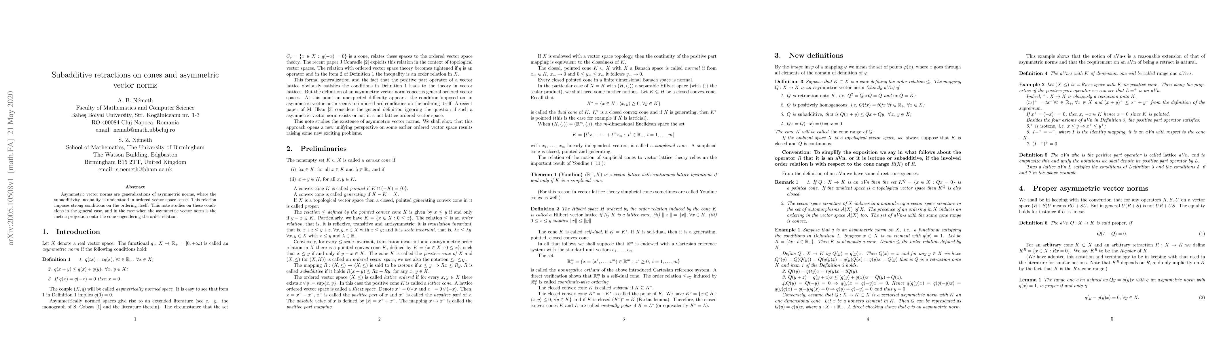 Thumbnail for Subadditive retractions on cones and asymmetric vector norms