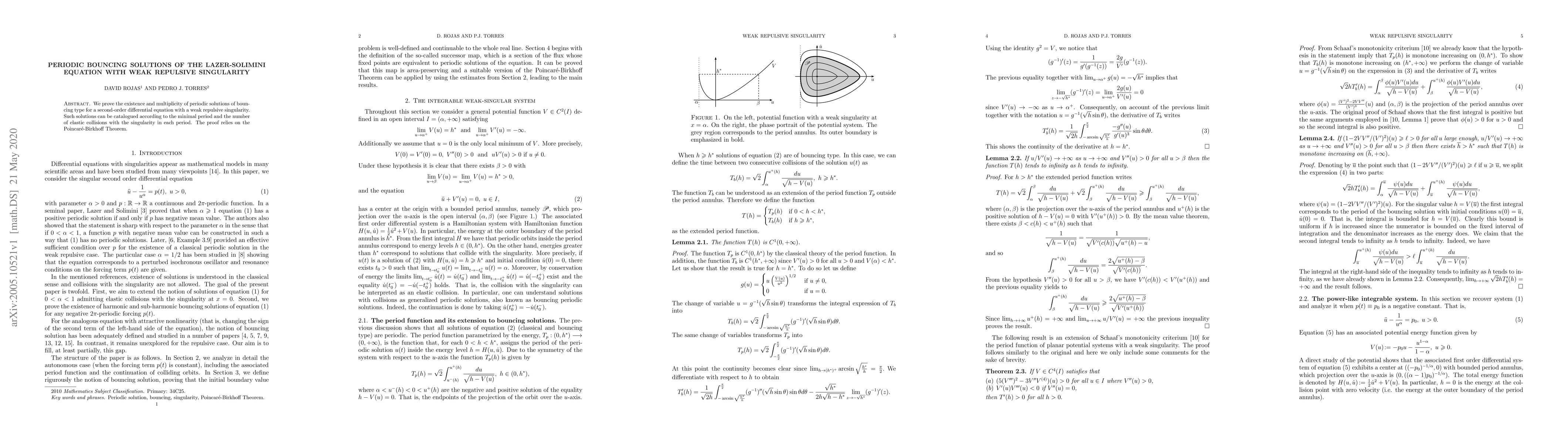 Thumbnail for Periodic bouncing solutions of the Lazer-Solimini equation with weak
  repulsive singularity