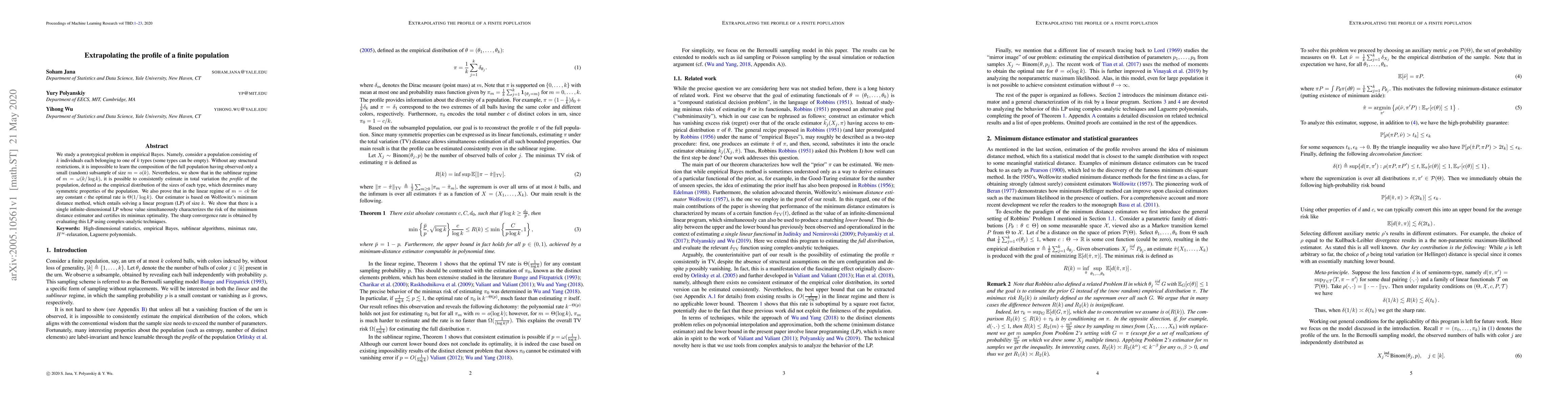 Thumbnail for Extrapolating the profile of a finite population
