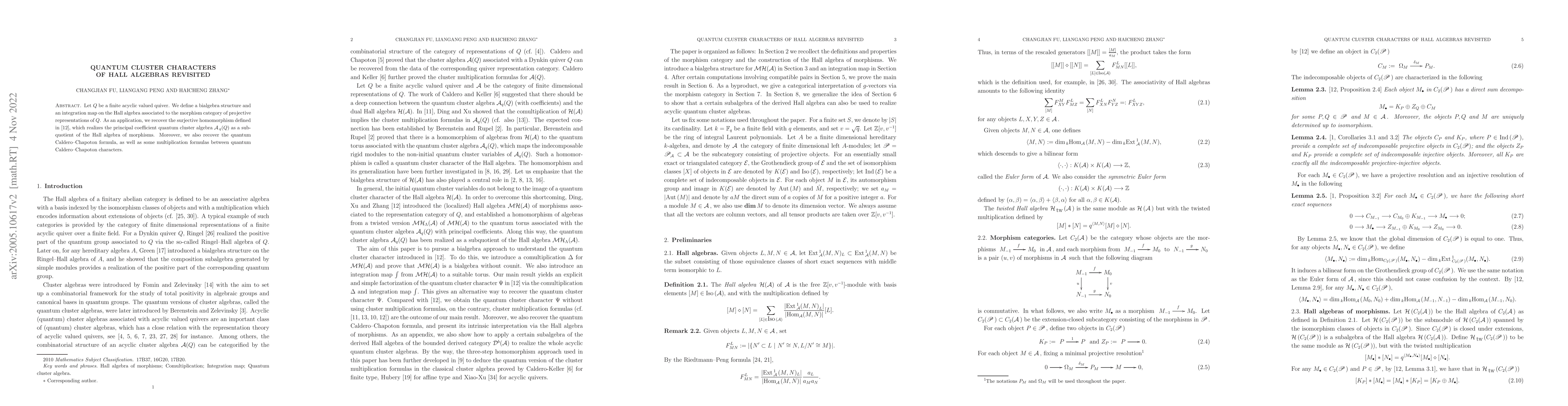 Thumbnail for Quantum cluster characters of Hall algebras revisited