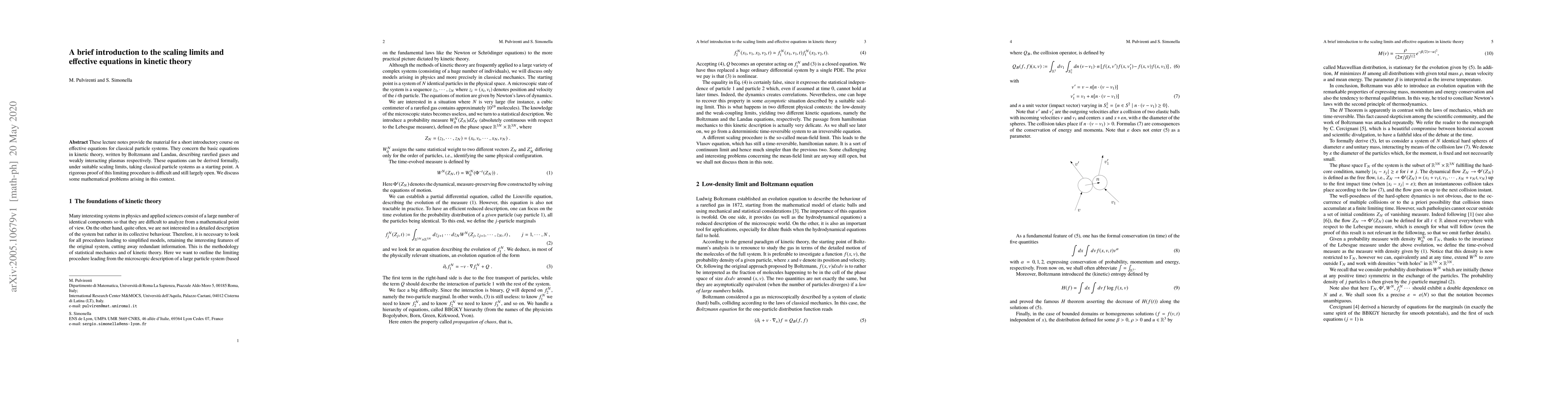 Thumbnail for A brief introduction to the scaling limits and effective equations in
  kinetic theory