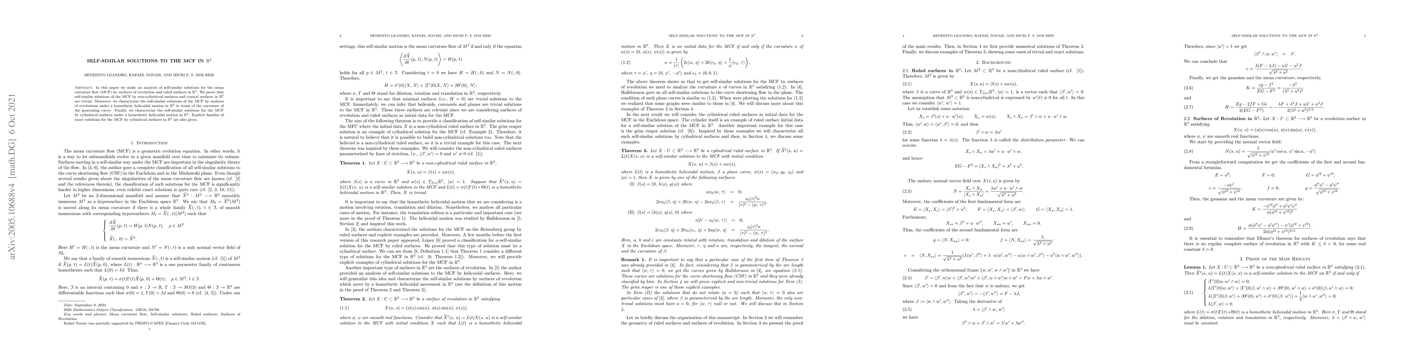Thumbnail for Self-similar solutions to the mean curvature flow in $\mathbb{R}^{3}$