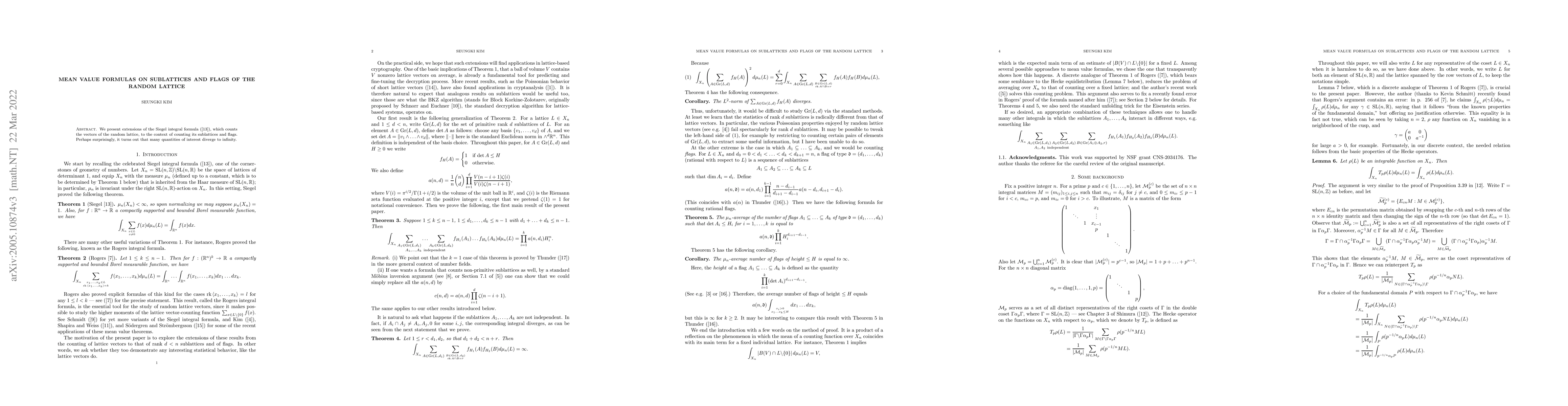 Thumbnail for Mean value formulas on sublattices and flags of the random lattice