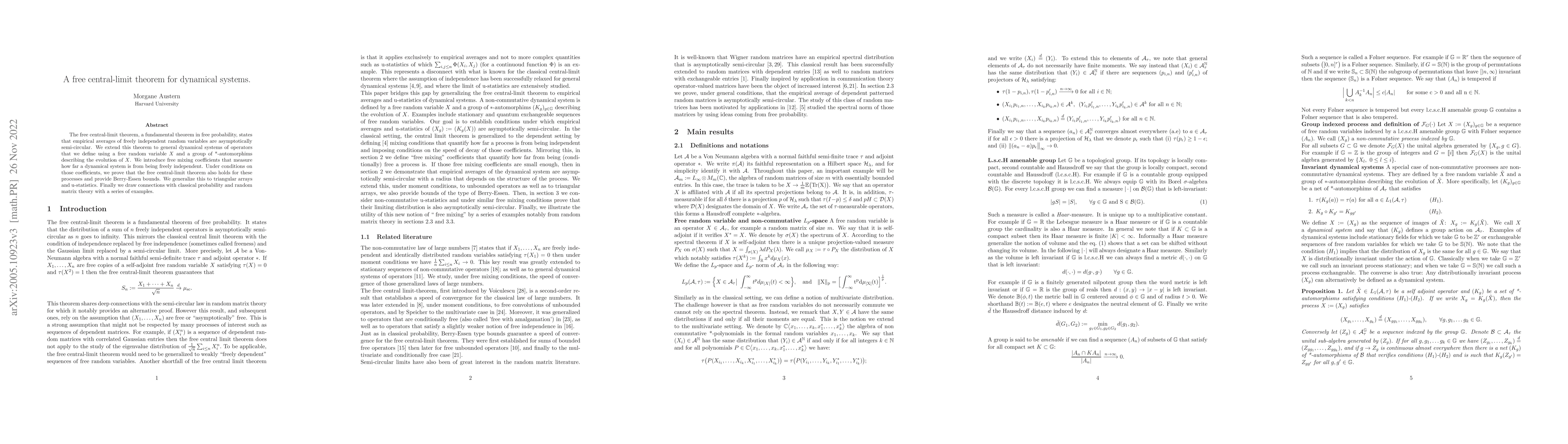Thumbnail for A free central-limit theorem for dynamical systems