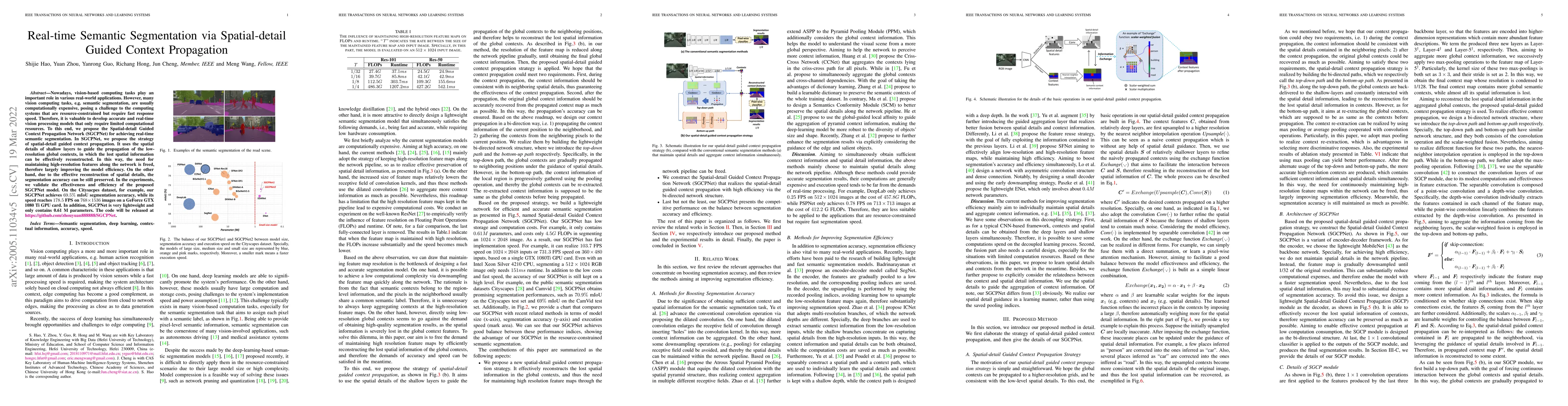 Thumbnail for Real-time Semantic Segmentation via Spatial-detail Guided Context
  Propagation