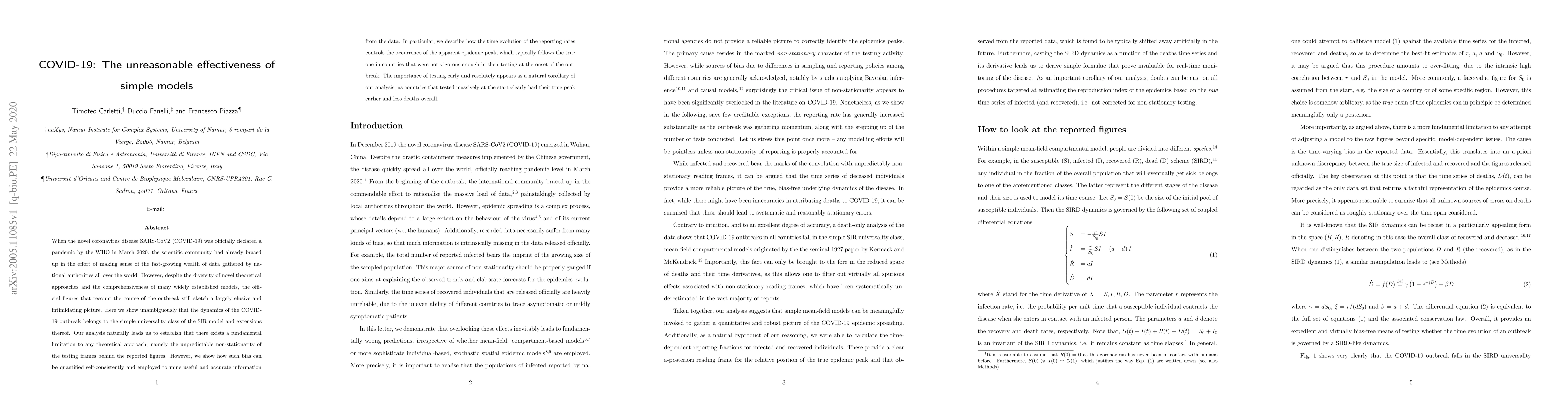 Thumbnail for COVID-19: The unreasonable effectiveness of simple models