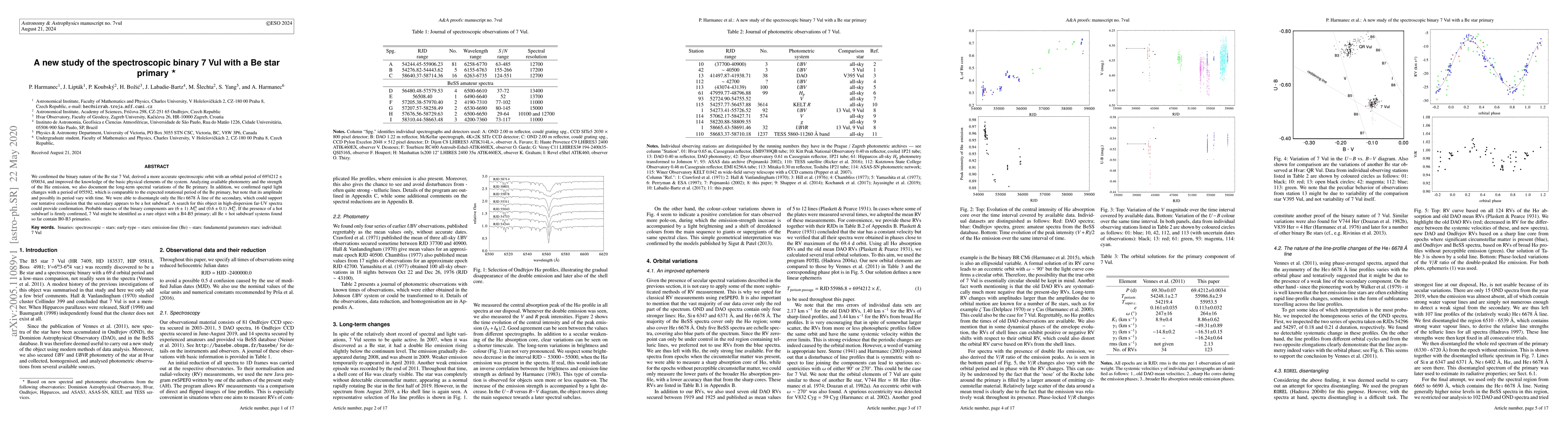 Thumbnail for A new study of the spectroscopic binary 7 Vul with a Be star primary