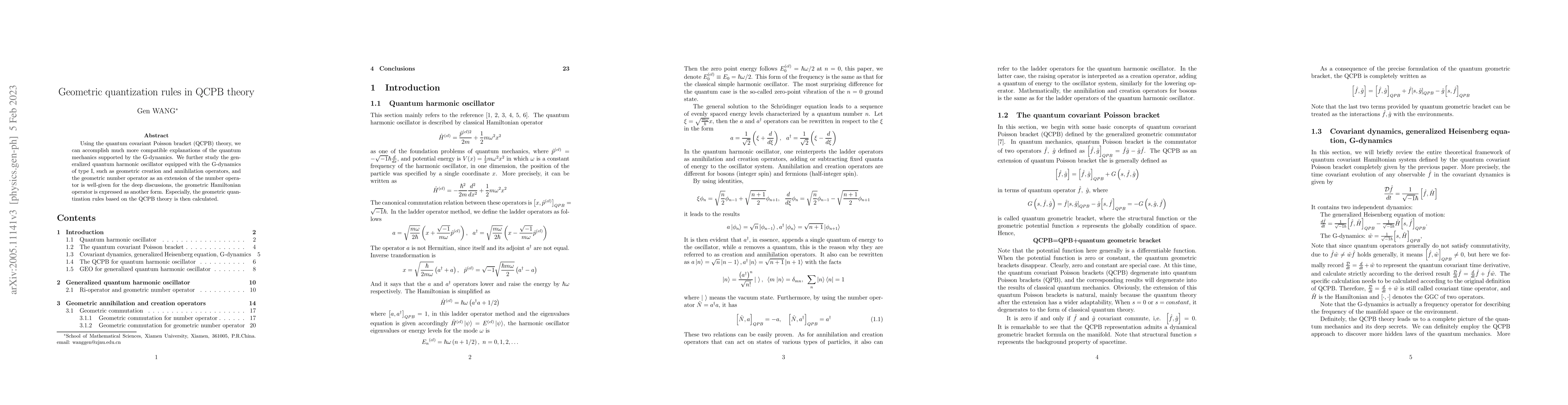 Thumbnail for Geometric quantization rules in QCPB theory