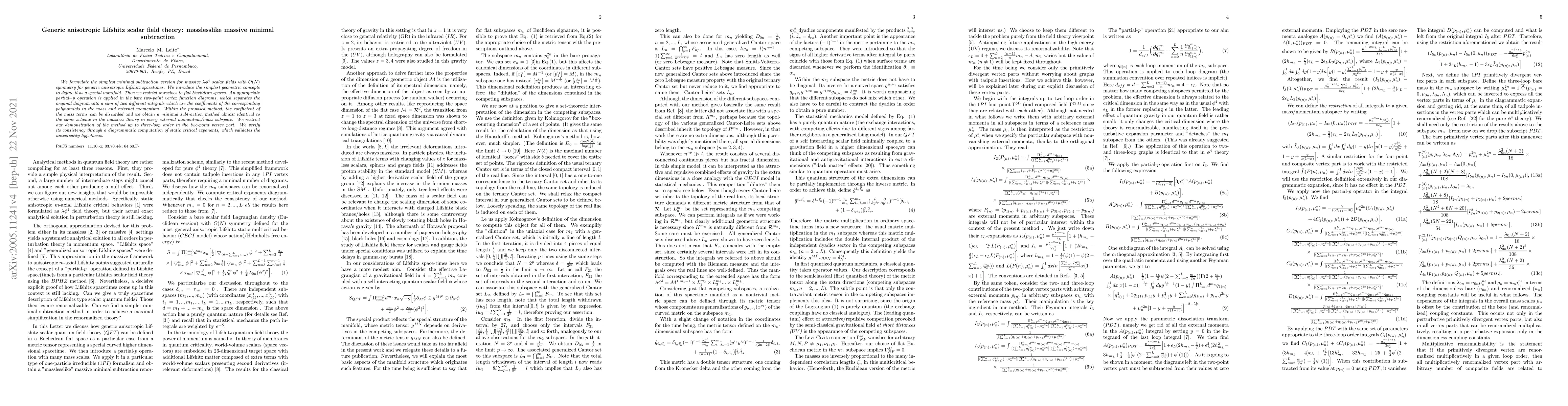 Thumbnail for Generic anisotropic Lifshitz scalar field theory: masslesslike massive
  minimal subtraction
