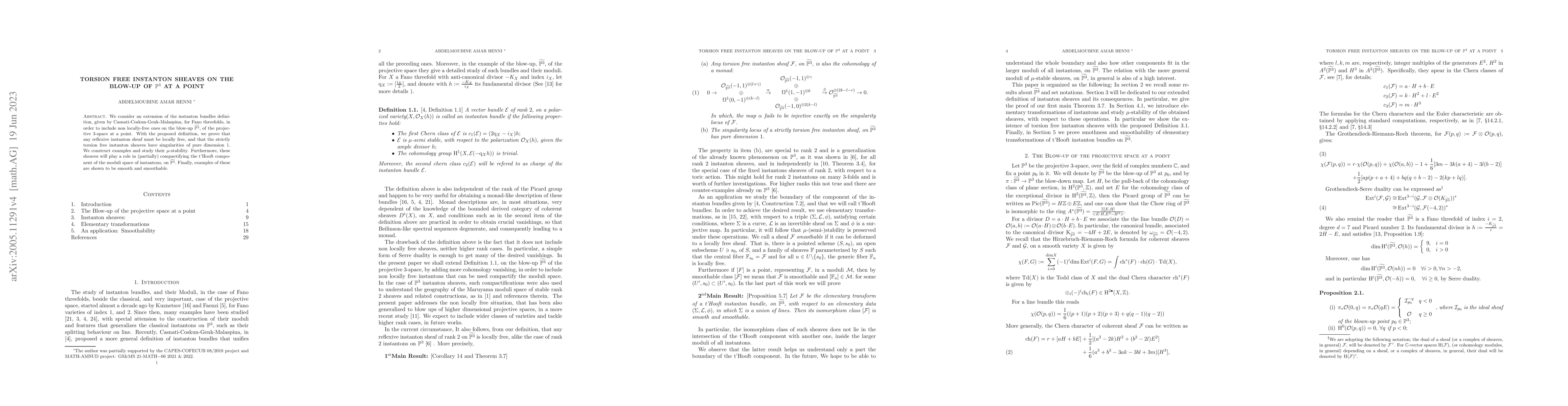 Thumbnail for Torsion free instanton sheaves on the blow-up of $\mathbb{P}^{3}$ at a
  point
