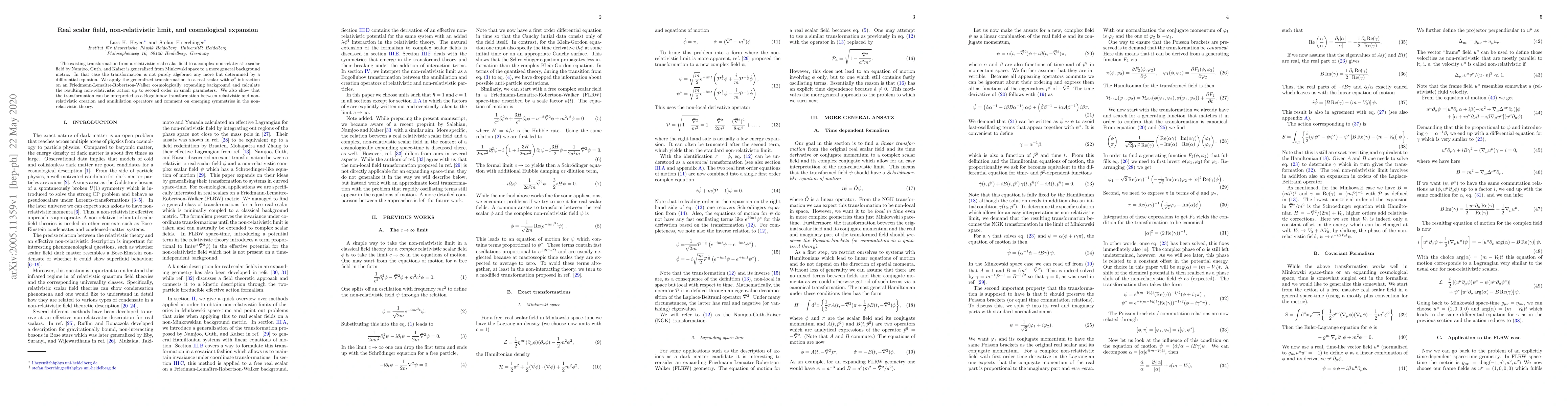 Thumbnail for Real scalar field, non-relativistic limit, and cosmological expansion