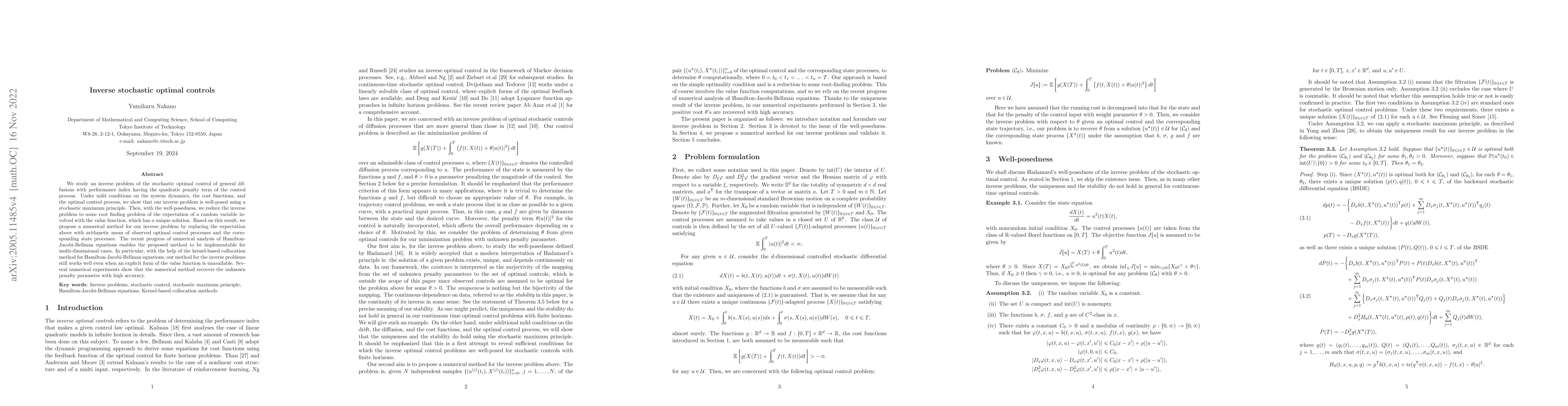 Thumbnail for Inverse stochastic optimal controls