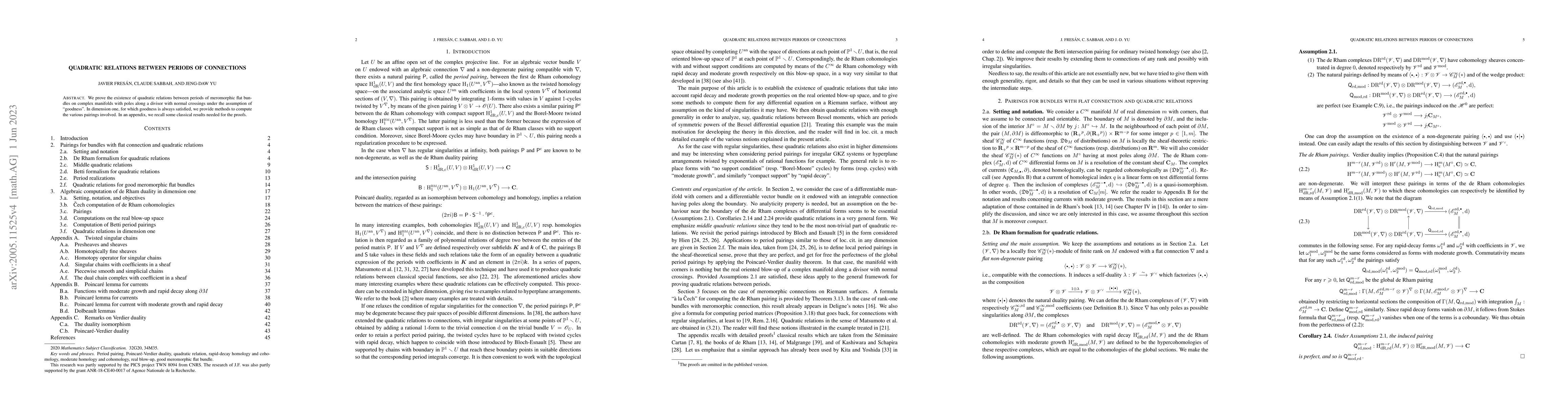 Thumbnail for Quadratic relations between periods of connections