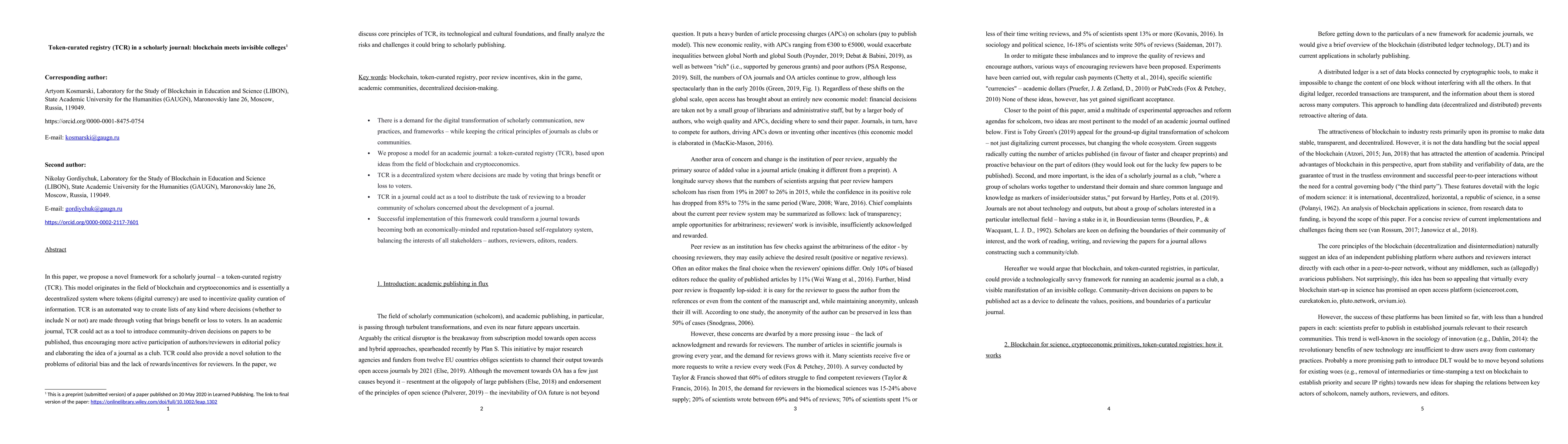 Thumbnail for Token-curated registry (TCR) in a scholarly journal: blockchain meets
  invisible colleges