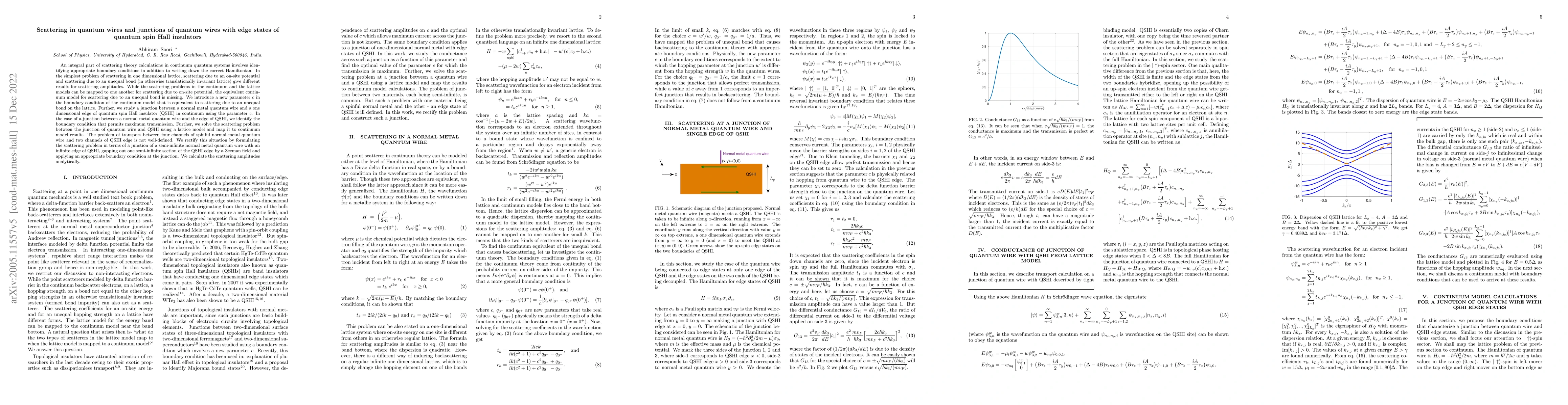 Thumbnail for Scattering in quantum wires and junctions of quantum wires with edge
  states of quantum spin Hall insulators